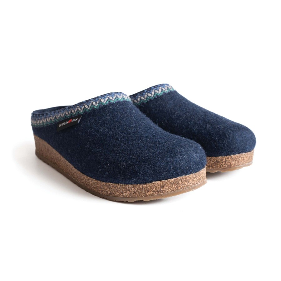 Men Haflinger Slippers | Haflinger Zig Zag-Captains Blue