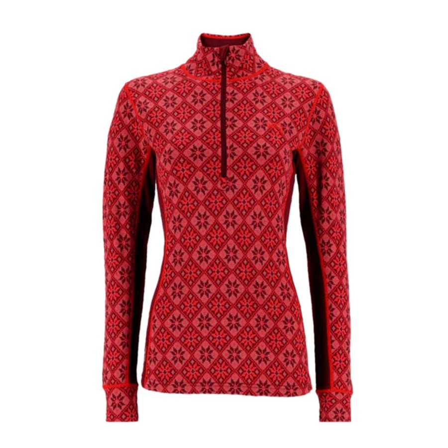 Women Kari Traa Sweaters | Rose Half Zip Baselayer-Rouge