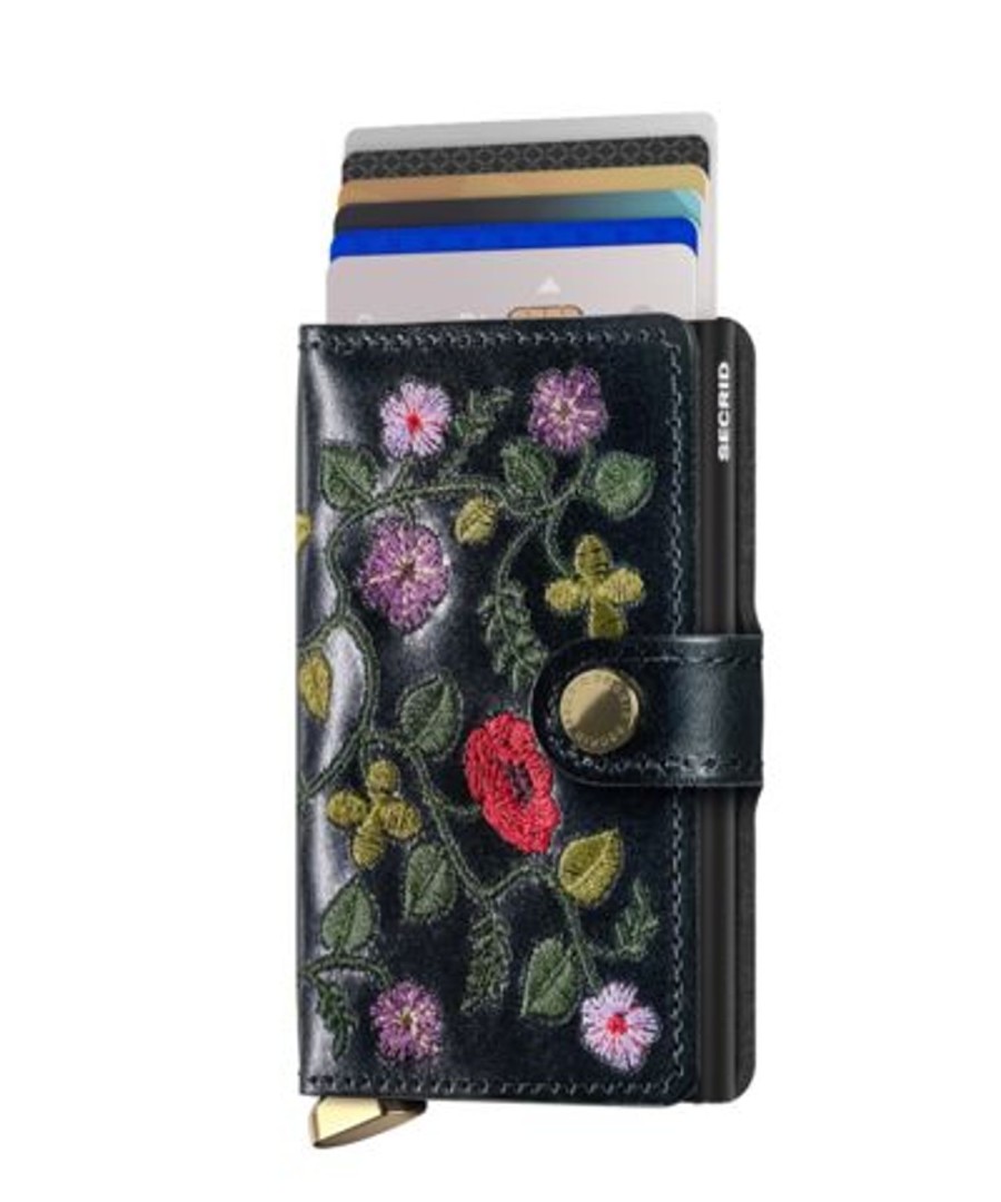 Women Secrid Wallets | Miniwallet Stitch Floral-Black