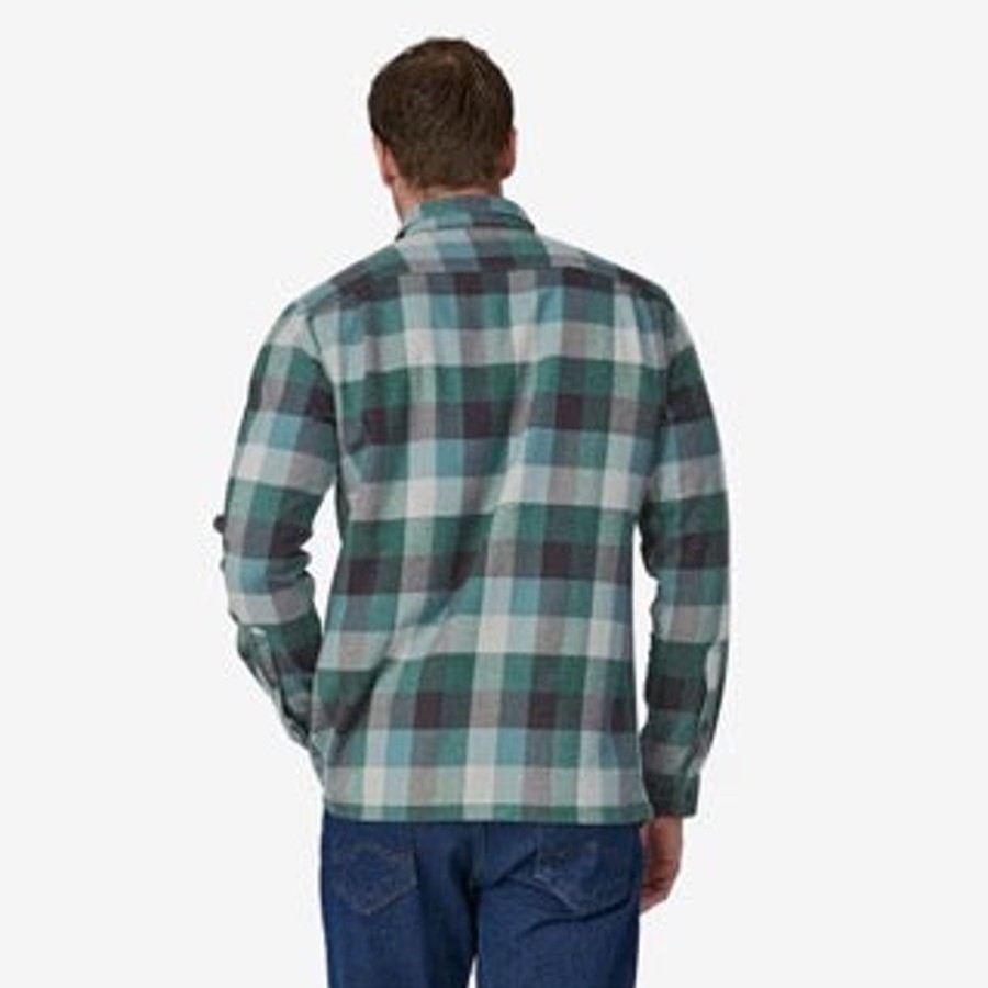 Men Patagonia Shirts | M'S Long-Sleeved Organic Cotton Fjord Flannel Shirt -Guides: Nouveau Green