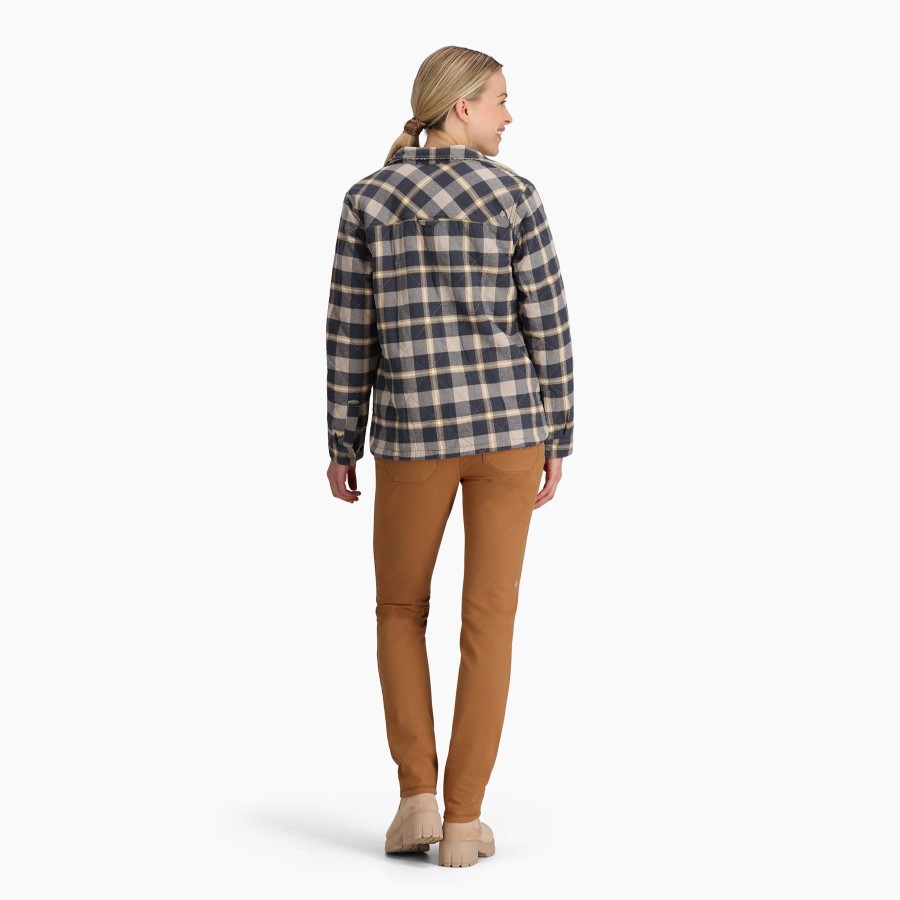 Women Royal Robbins Shirts | W'S Snowcap Lined Flannel-Charcoal Pine Crest