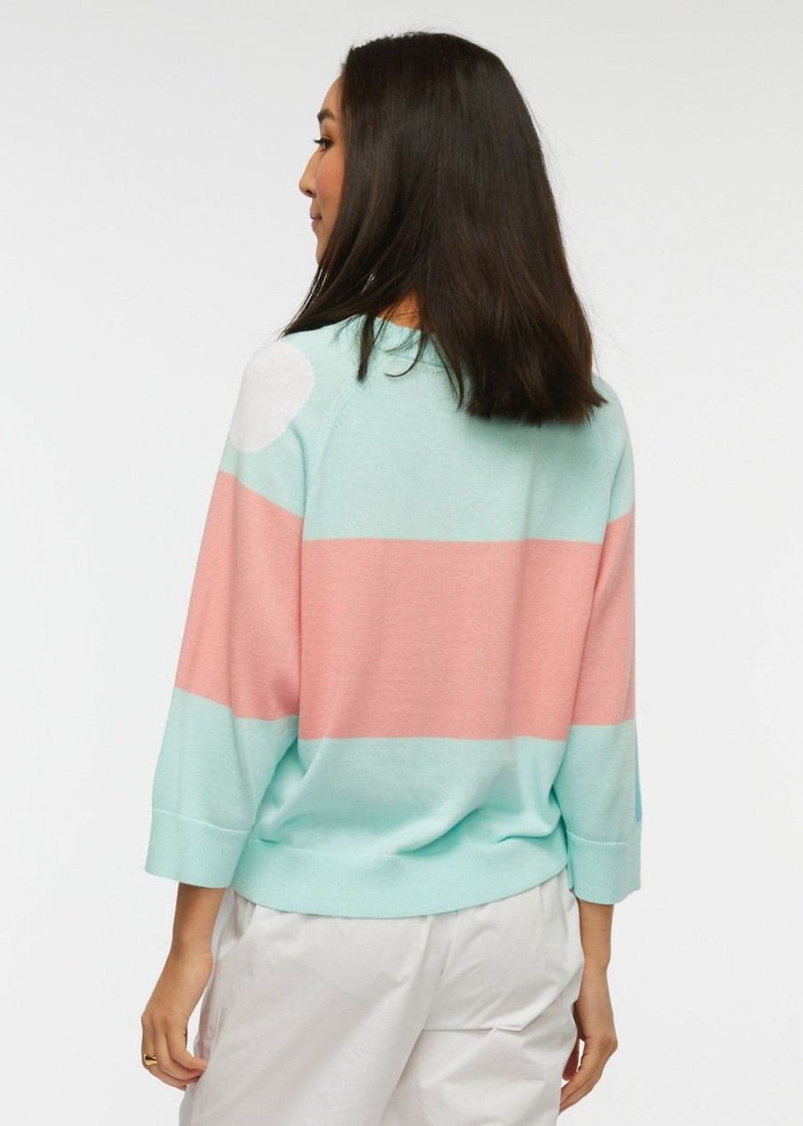 Women Zaket & Plover Sweaters | W'S Spot-Stripe Sweater-Celeste