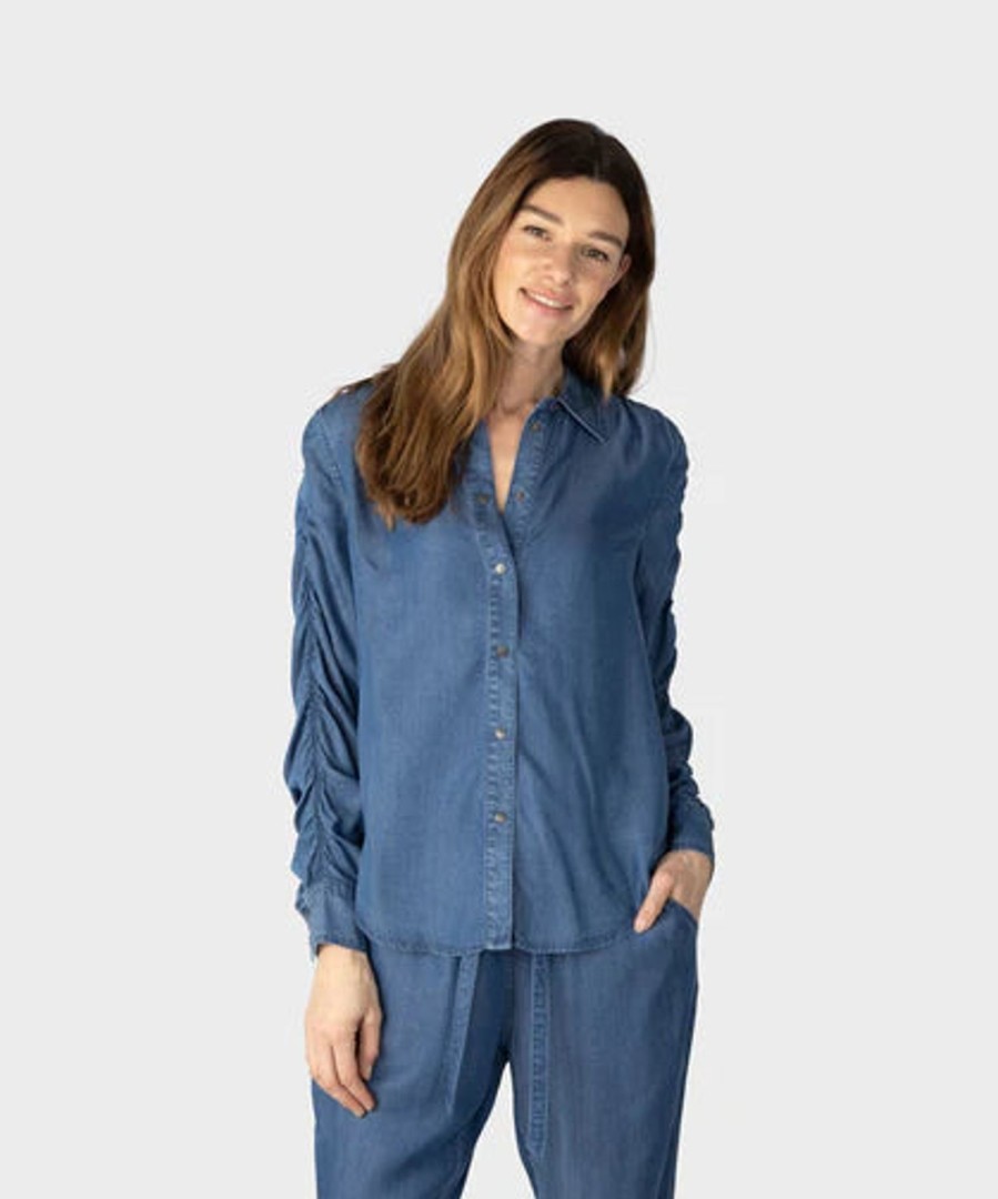 Women sandwich Shirts | Denim Blouse-Blue Denim