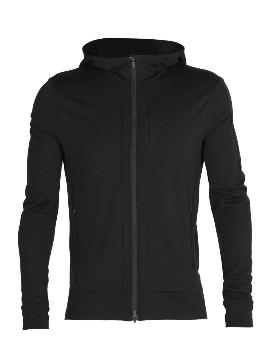 Men Icebreaker Sweaters | M'S Quantum Iii Long Sleeve Zip Hoodie- Black