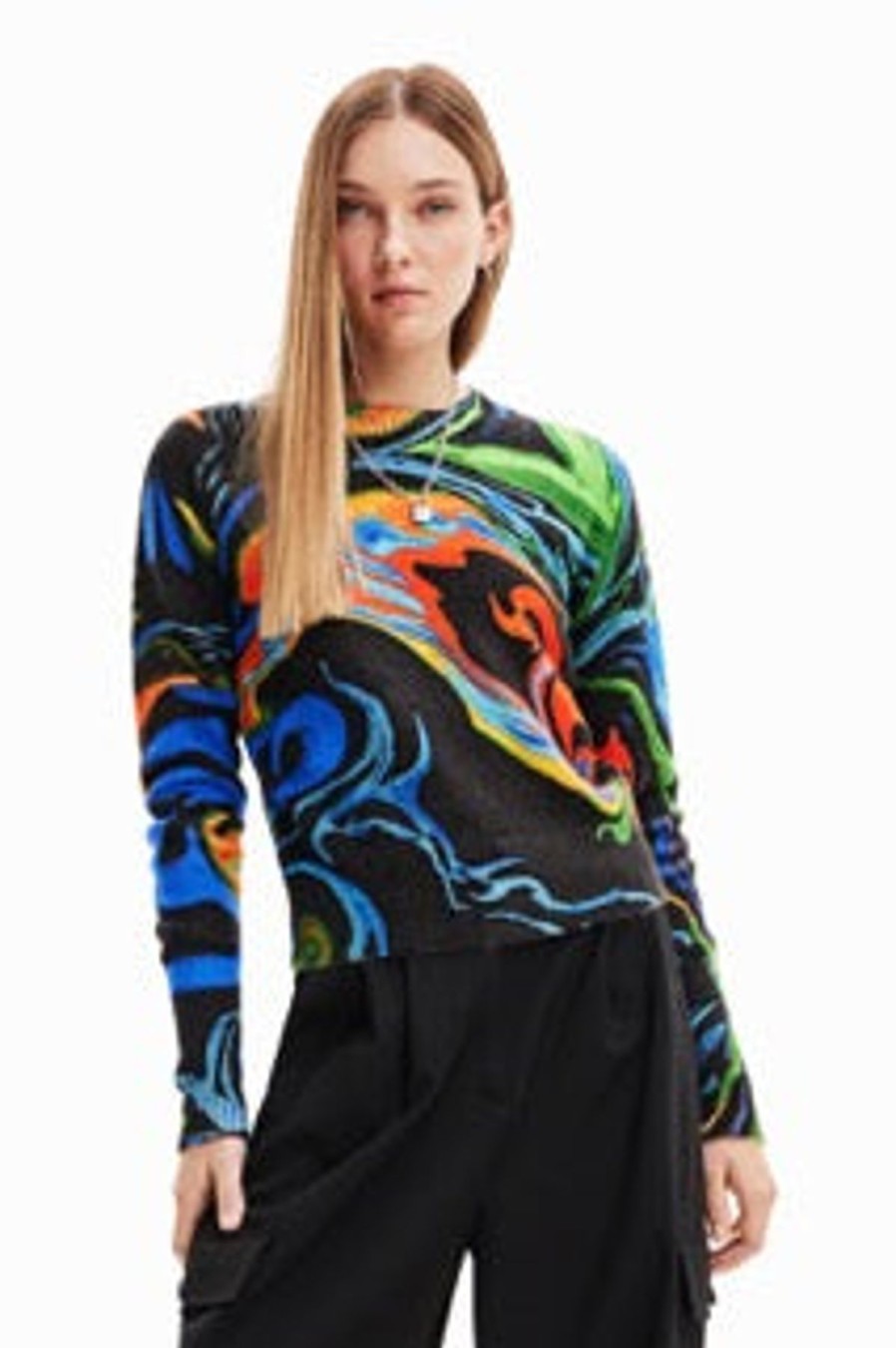 Women Desigual Sweaters | W'S Psyque-Lacroix Pullover-Black