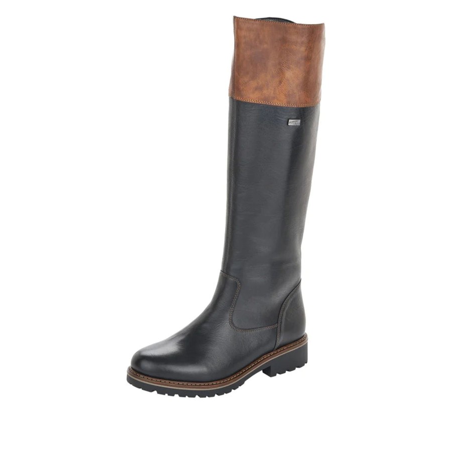 Women Rieker Boots | W'S R6581-02 Hazel High Boot -Black/Brown