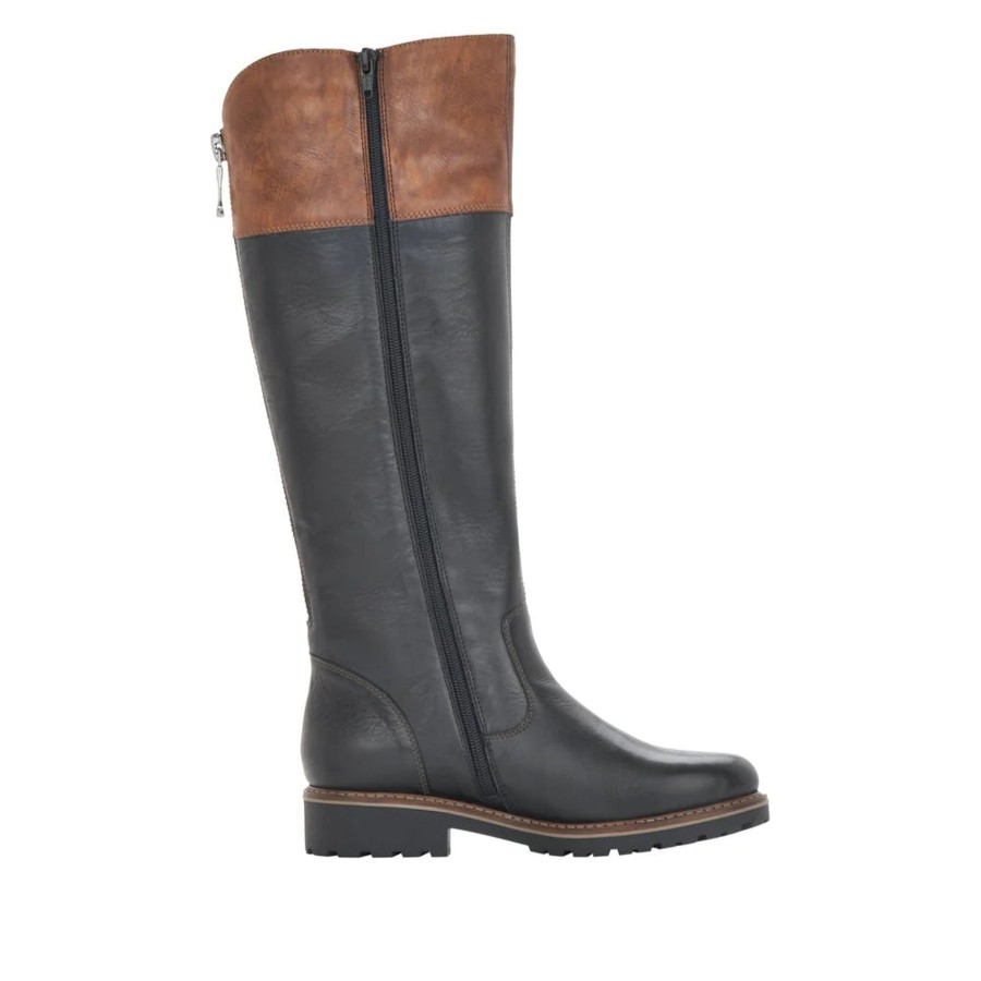 Women Rieker Boots | W'S R6581-02 Hazel High Boot -Black/Brown