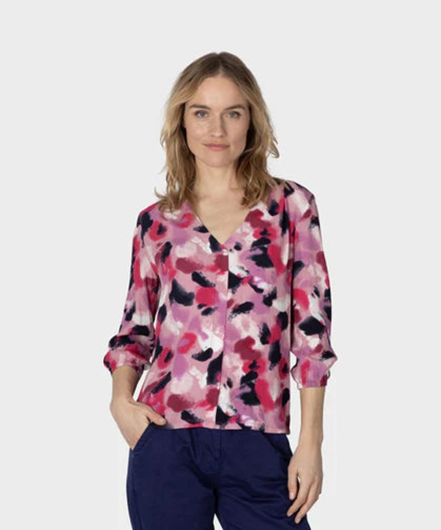 Women sandwich Shirts | Blouse With Hazy Blur Print-Foxglove