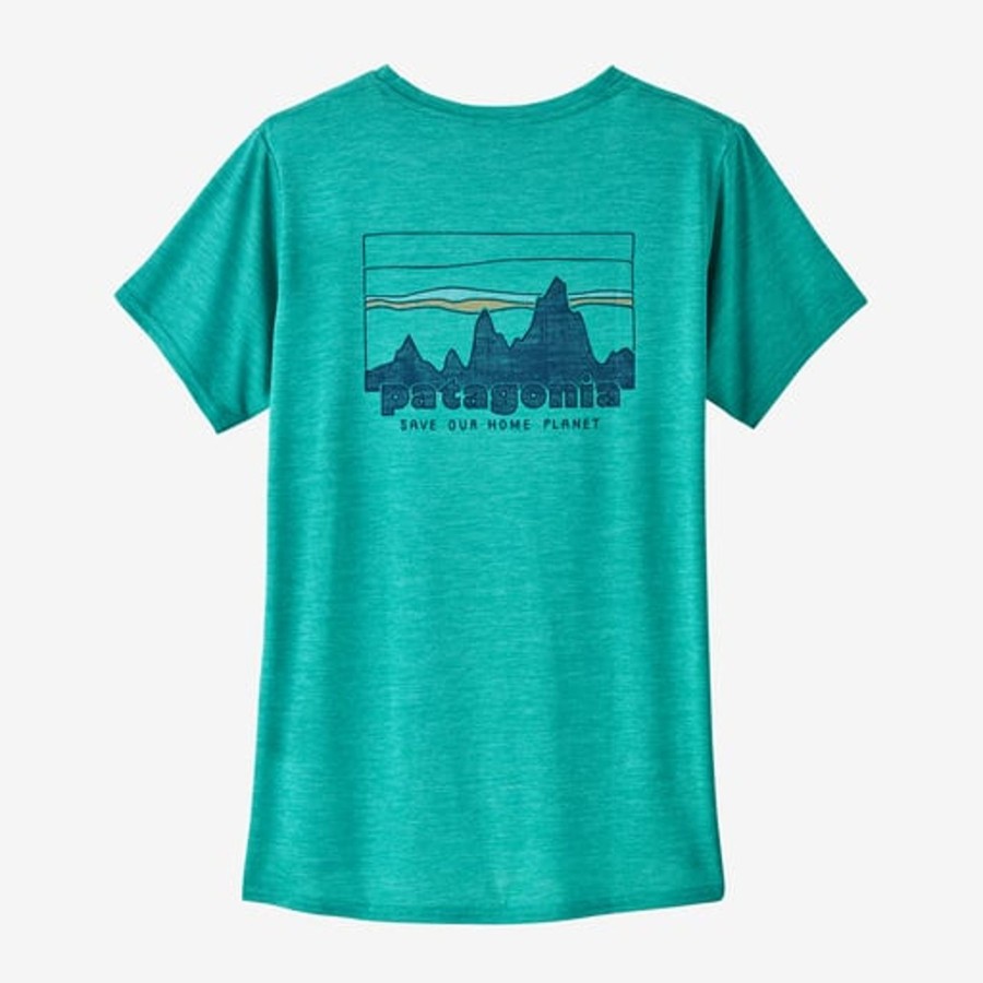 Women Patagonia Shirts | W'S Short-Sleeved Capilene® Cool Daily Graphic Shirt-Waters '73 Skyline: Subtidal Blue X-Dye