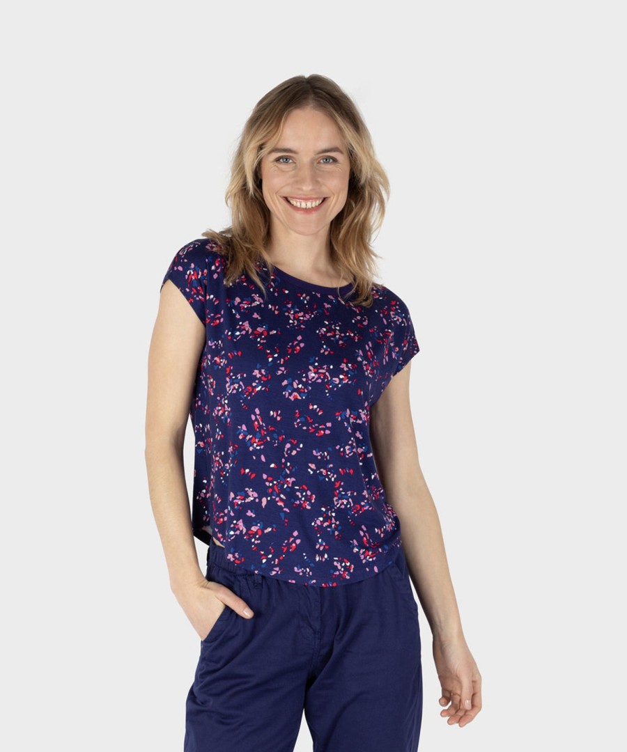 Women sandwich Shirts | Sleeveless Top With Print-Rhodonite Blue