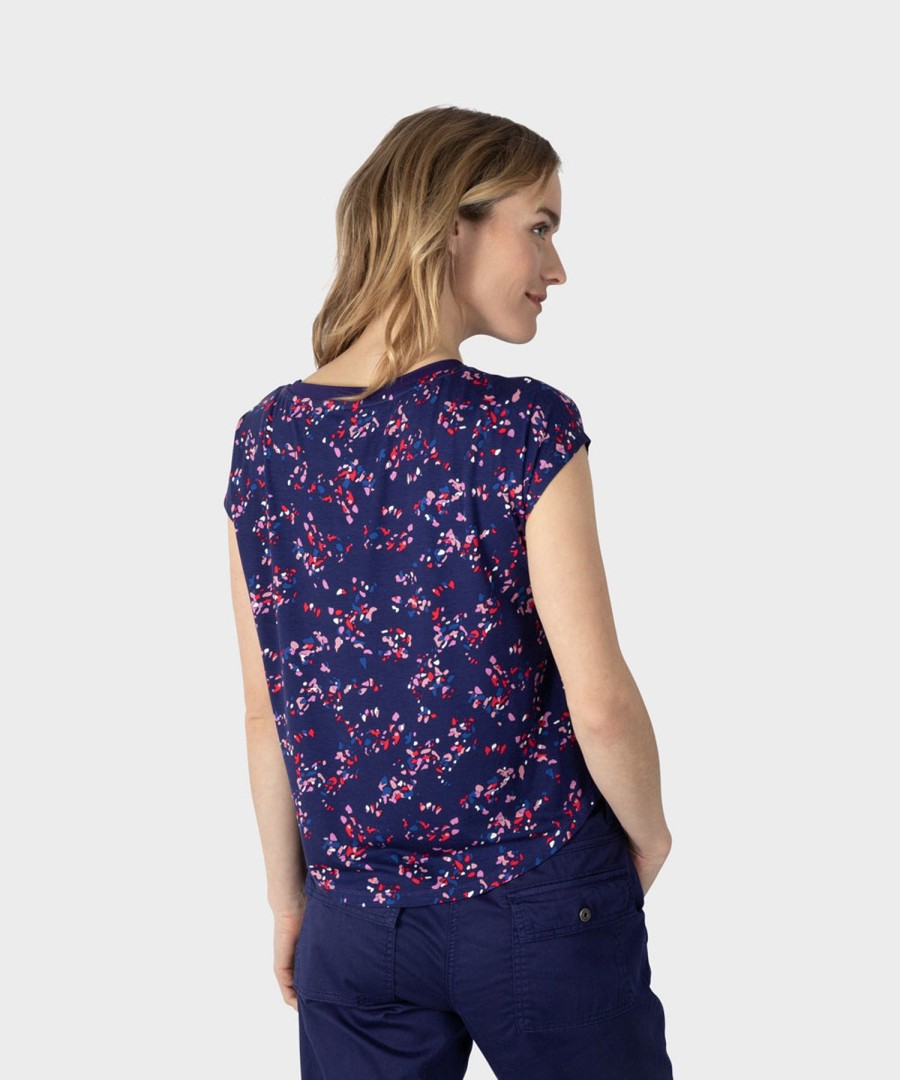 Women sandwich Shirts | Sleeveless Top With Print-Rhodonite Blue