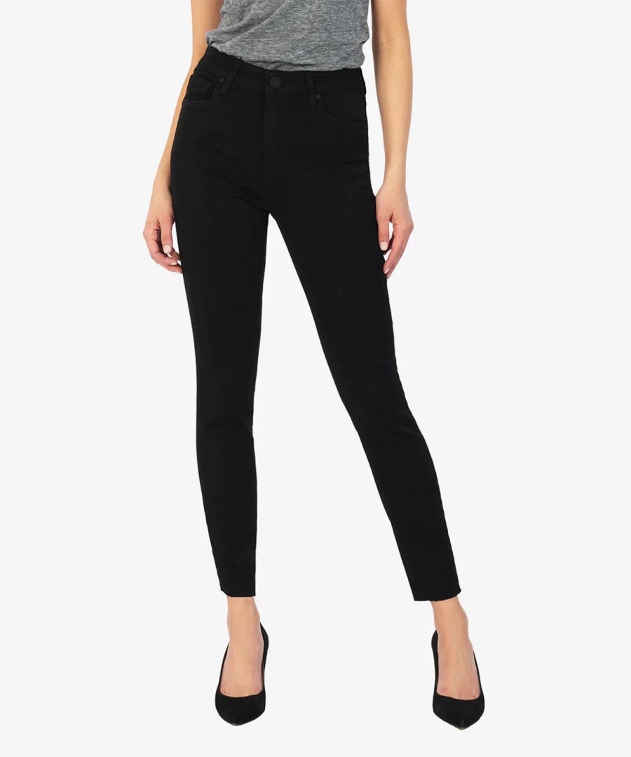 Women Kut Denim Pants | Donna High Rise Ankle Skinny-Raw Hem-Black