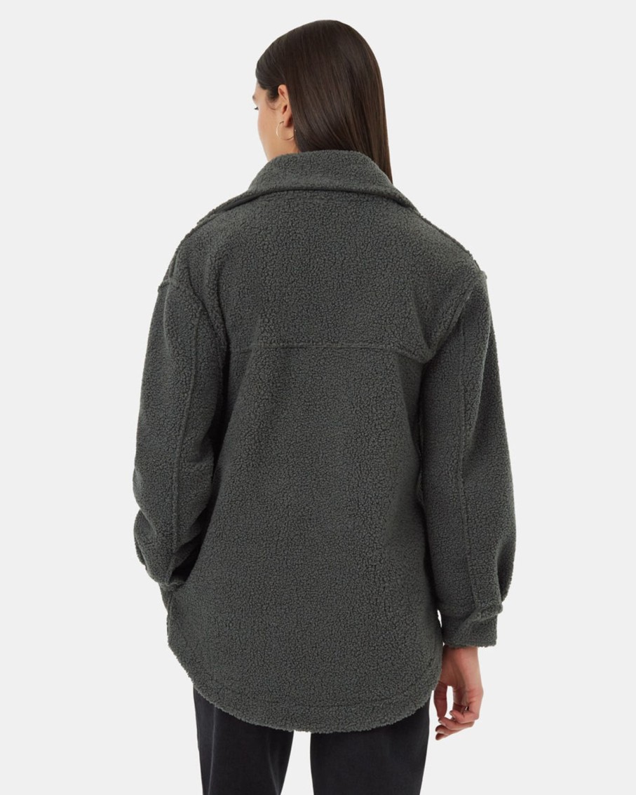 Women TenTree Jackets | W'S Recycled Boucle Fleece Jacket- Urban Green