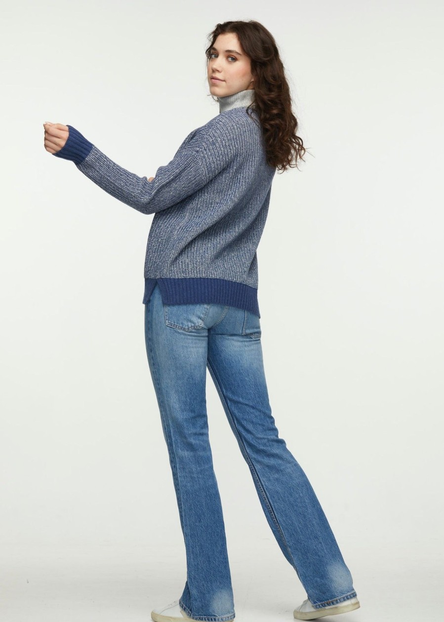 Women Zaket & Plover Sweaters | W'S Zip Collar Sweater- Indigo