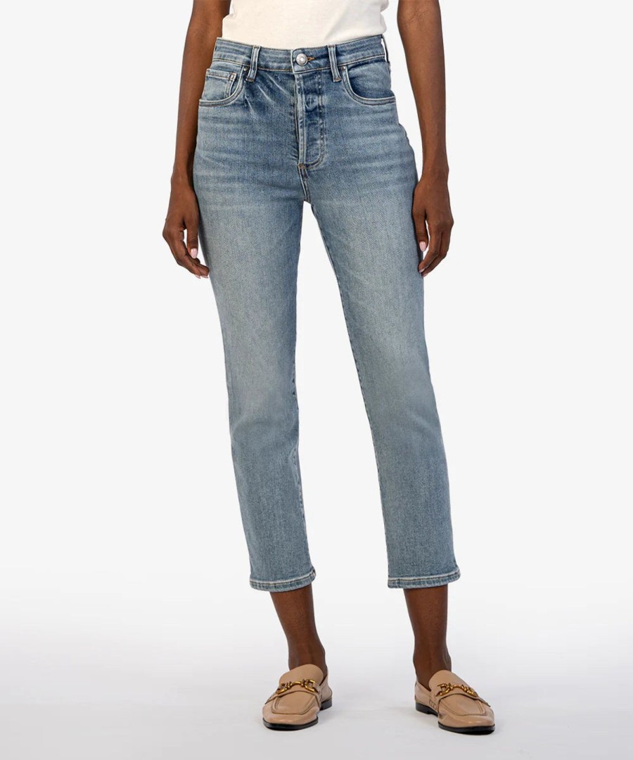 Women Kut Denim Pants | Elizabeth High Rise Crop Straight Legs-Supportive Wash