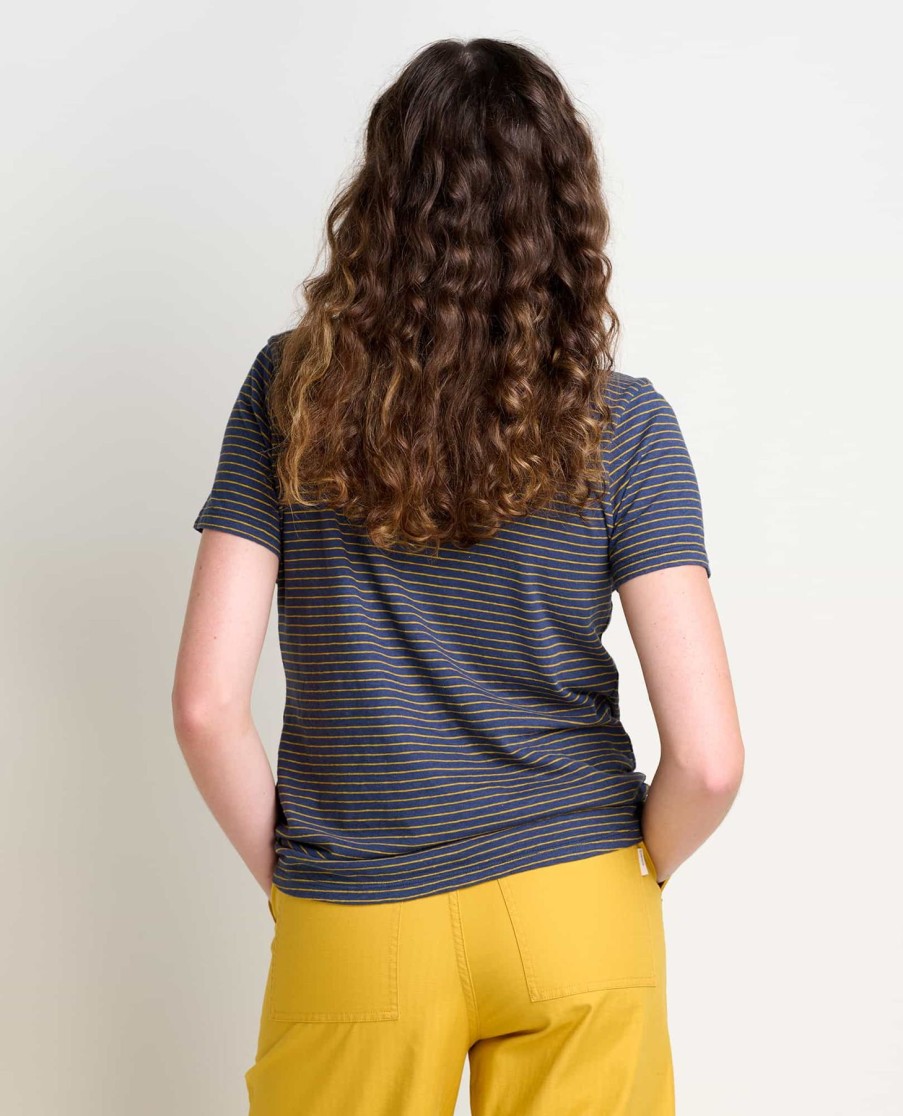 Women Toad and Co. Shirts | W'S Grom Ringer Short Sleeve Crew- True Navy Strip Ii