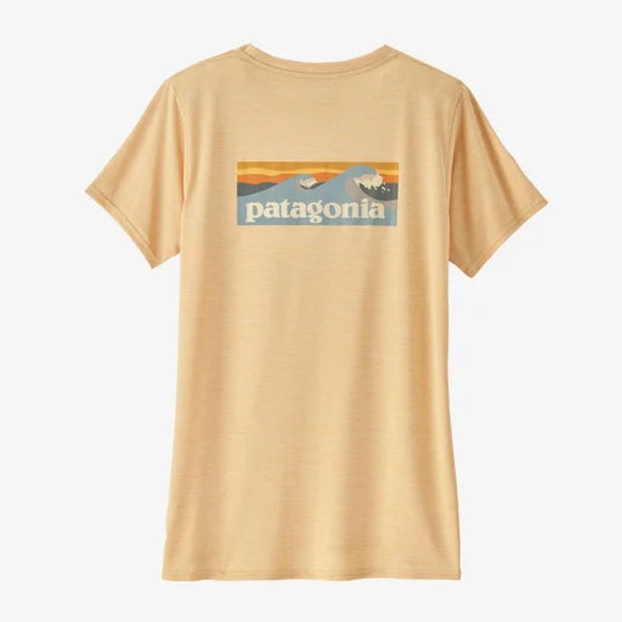 Women Patagonia Shirts | W'S Short-Sleeved Capilene® Cool Daily Graphic Shirt-Waters-Boardshort Logo: Sandy Melon X-Dye