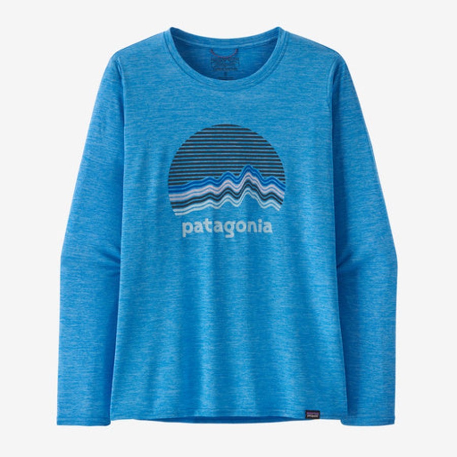 Women Patagonia Shirts | W'S Long-Sleeved Capilene® Cool Daily Graphic Shirt -Ridge Rise Moonlight: Vessel Blue X-Dye