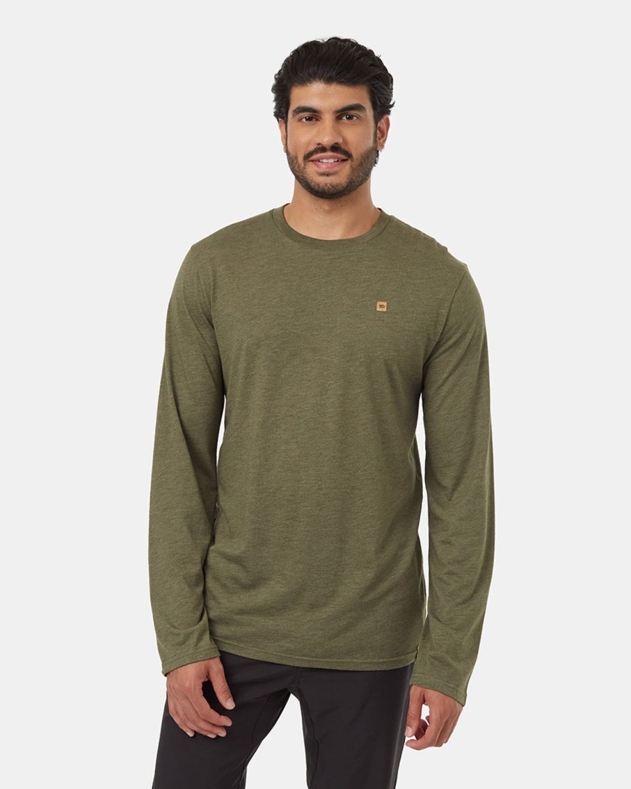 Men Ten Tree Sweaters | M'S Classic Long Sleeve- Olive Night Green Heather