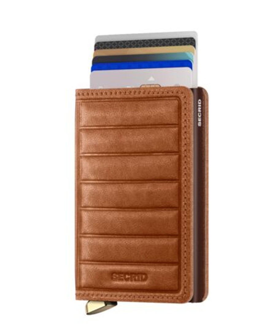 Women Secrid Wallets | Slimwallet-Emboss Lines Cognac