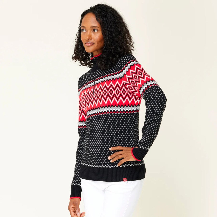 Women Krimson and Klover Sweaters | W'S Sunny Zip Neck Sweater-Black/Red