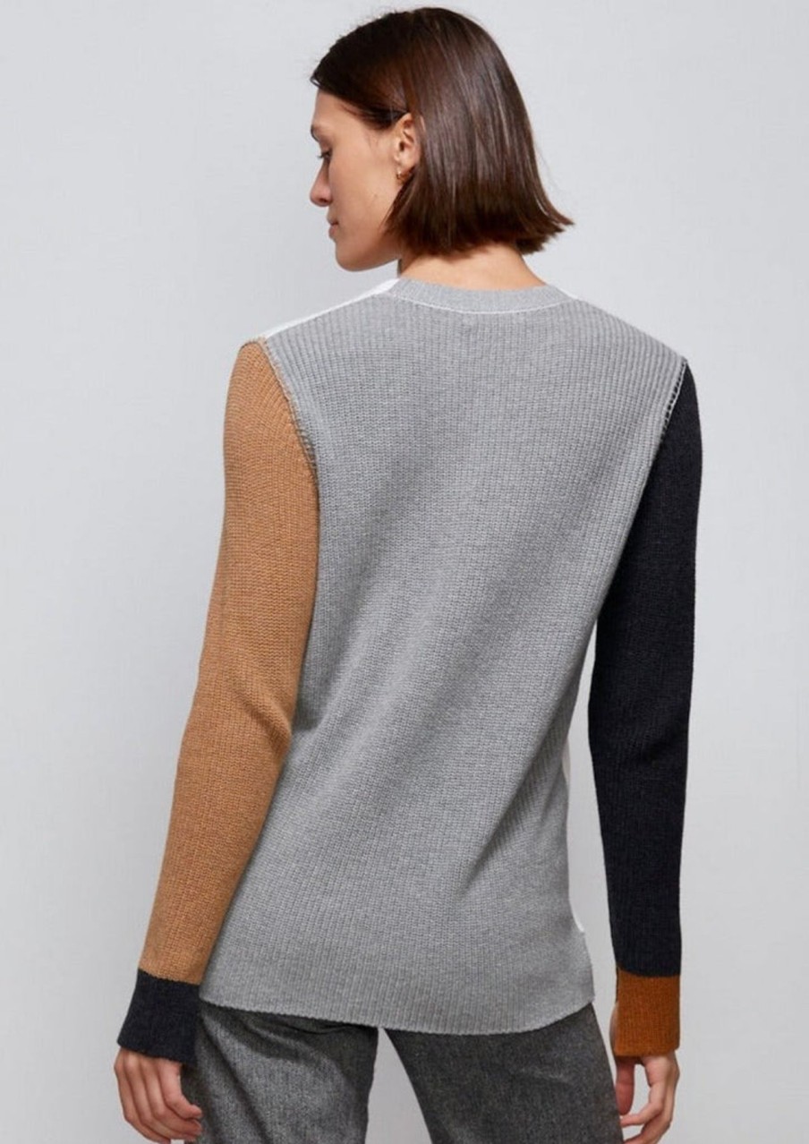 Women Zaket & Plover Sweaters | Colorblock Rib Sweater-White