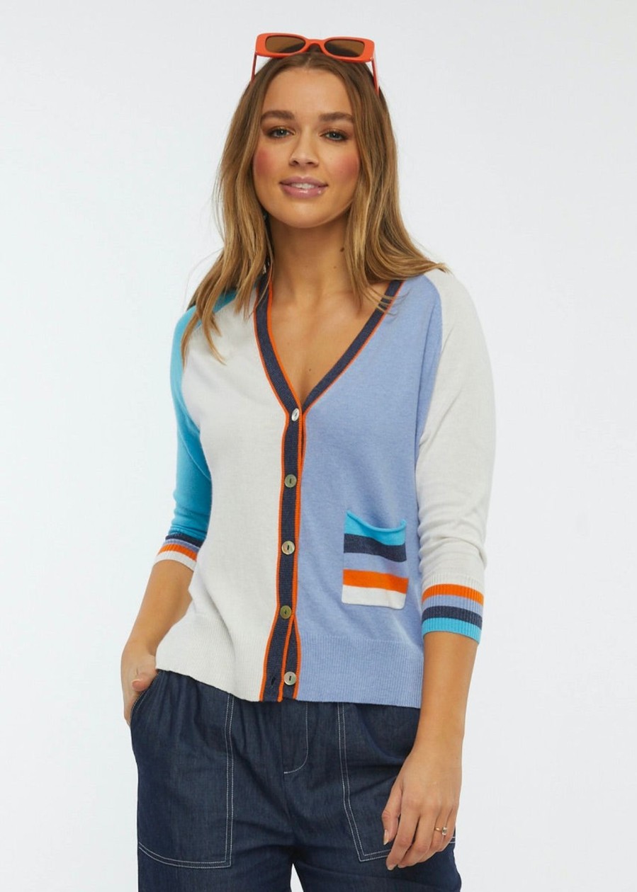 Women Zaket & Plover Sweaters | W'S Colour Block Cardi- Denim