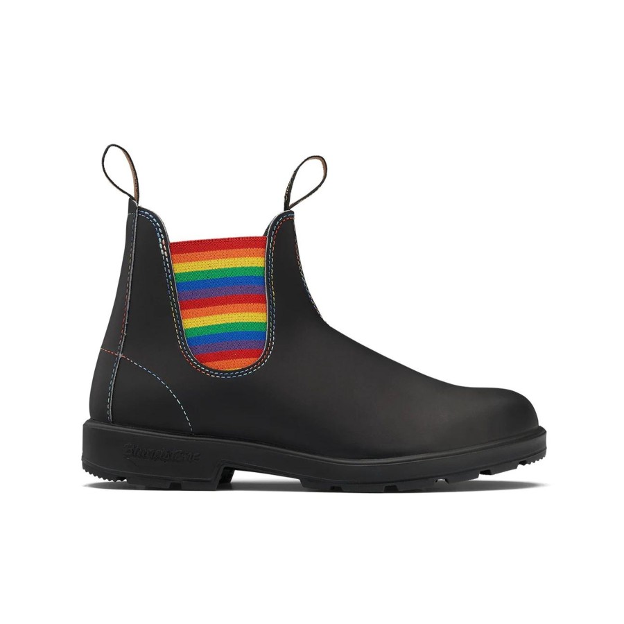 Men Blundstone Boots | Original 2105-Black With Rainbow Elastic & Contrast Stitching