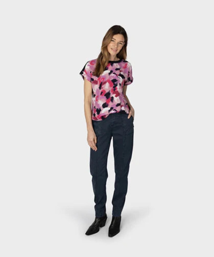 Women sandwich Shirts | T-Shirt With Hazy Blur Print-Foxglove