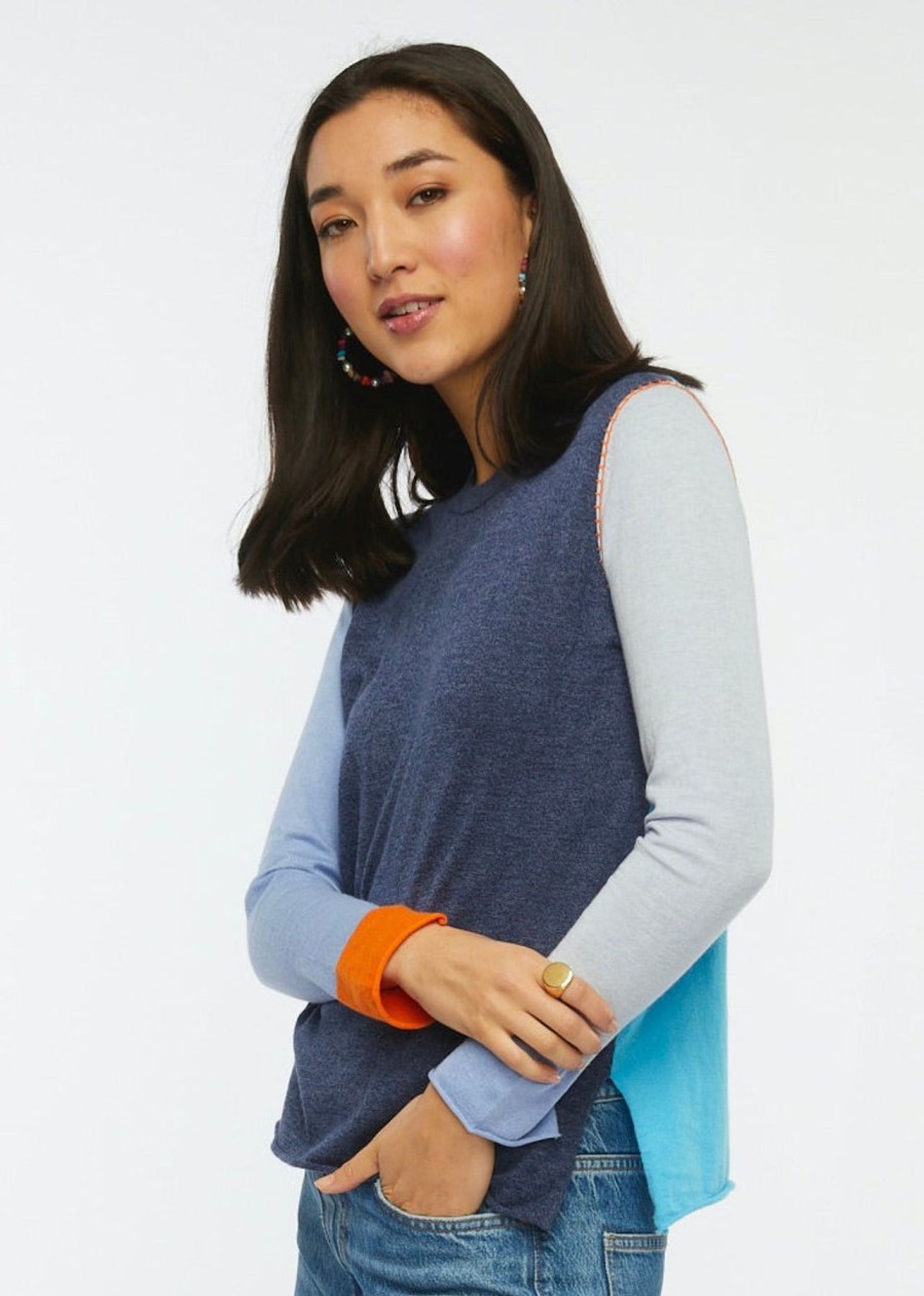 Women Zaket & Plover Sweaters | W'S Colour Block Sweater-Denim