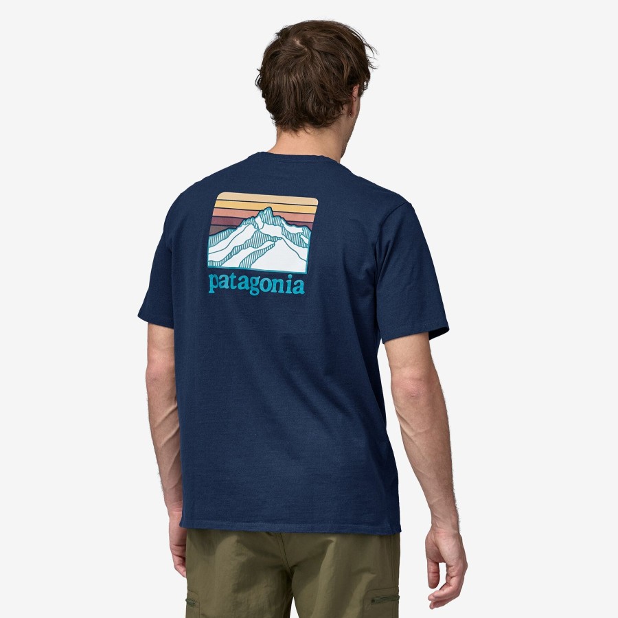 Men Patagonia Shirts | Men'S Line Logo Ridge Pocket Responsibili-Tee®-Lagom Blue