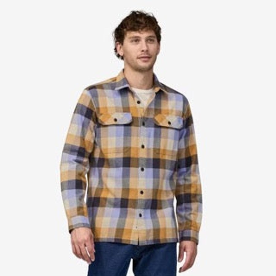 Men Patagonia Shirts | M'S Long-Sleeved Cotton In Conversion Fjord Flannel Shirt -Guides: Dried Mango