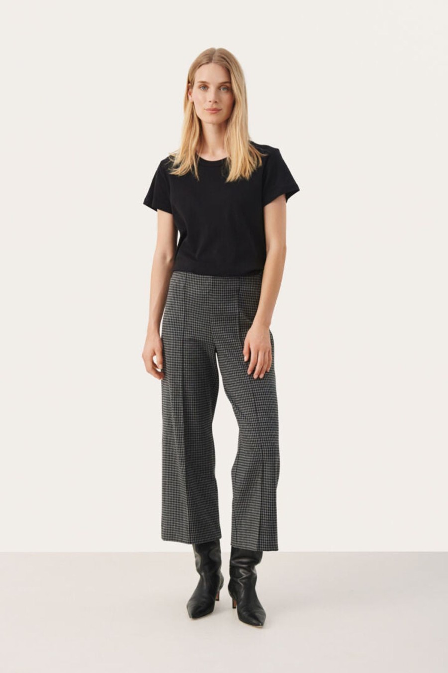 Women Part Two Pants | W'S Ilisan Knit Pant- Medium Grey Check