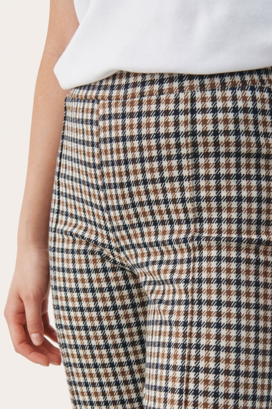 Women Part Two Pants | W'S Pontas Knit Pant- Brown Check