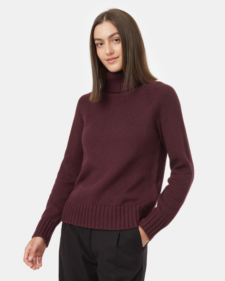 Women Ten Tree Shirts | W'S Highline Wool Turtle Neck Sweater-Mulberry