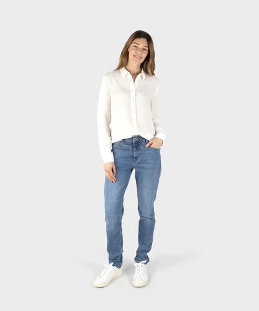 Women sandwich Shirts | Poplin Blouse With Collar-Cloud Dancer