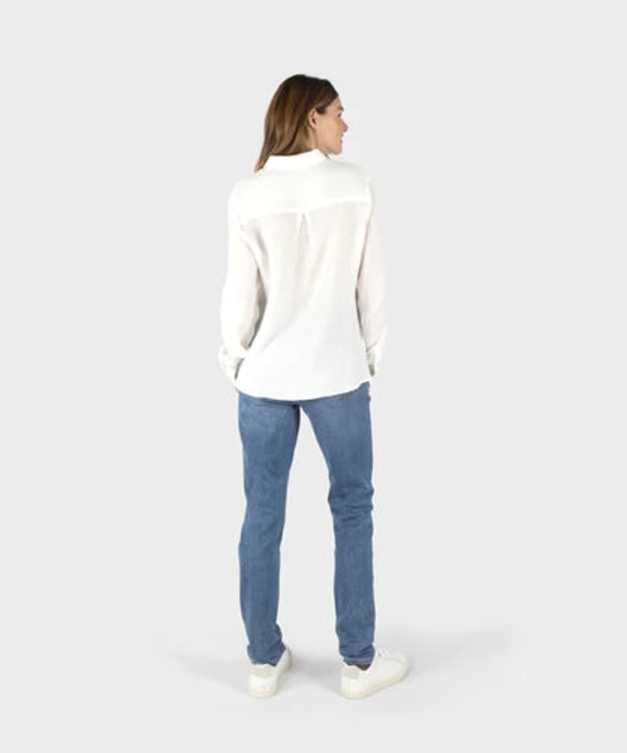 Women sandwich Shirts | Poplin Blouse With Collar-Cloud Dancer