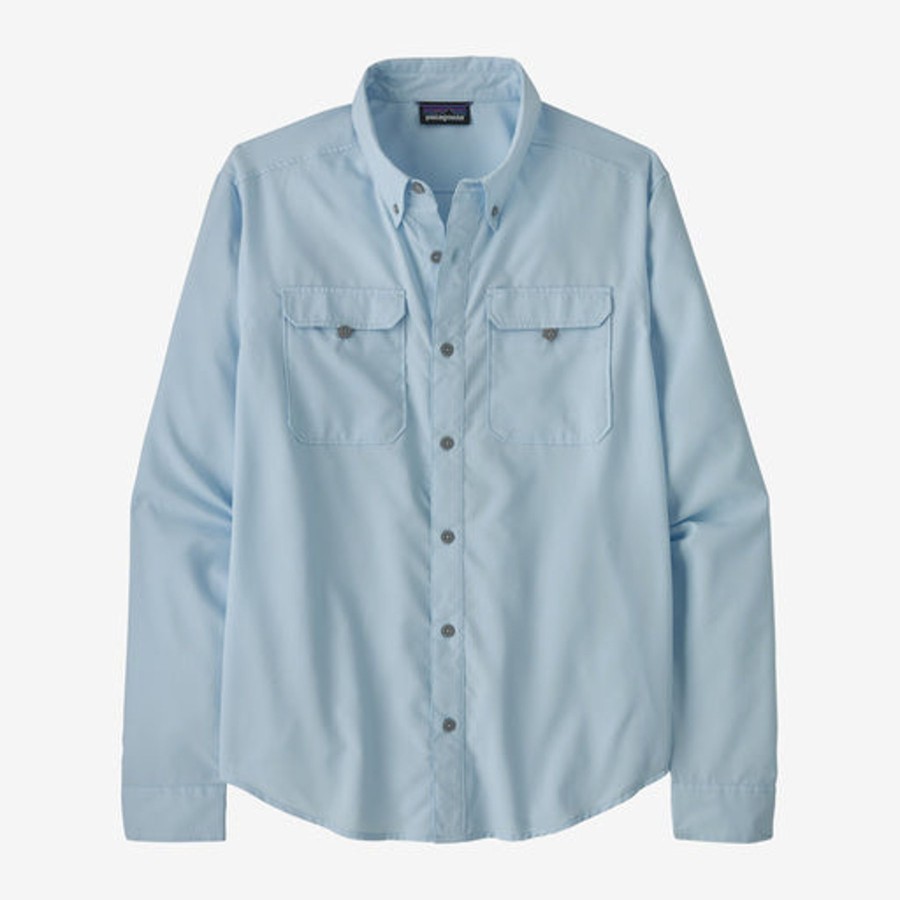 Men Patagonia Shirts | M'S Long-Sleeved Self-Guided Upf Hike Shirt-Chilled Blue