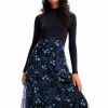 Women Desigual Pants | W'S Combination Floral Midi Dress-Floral Navy