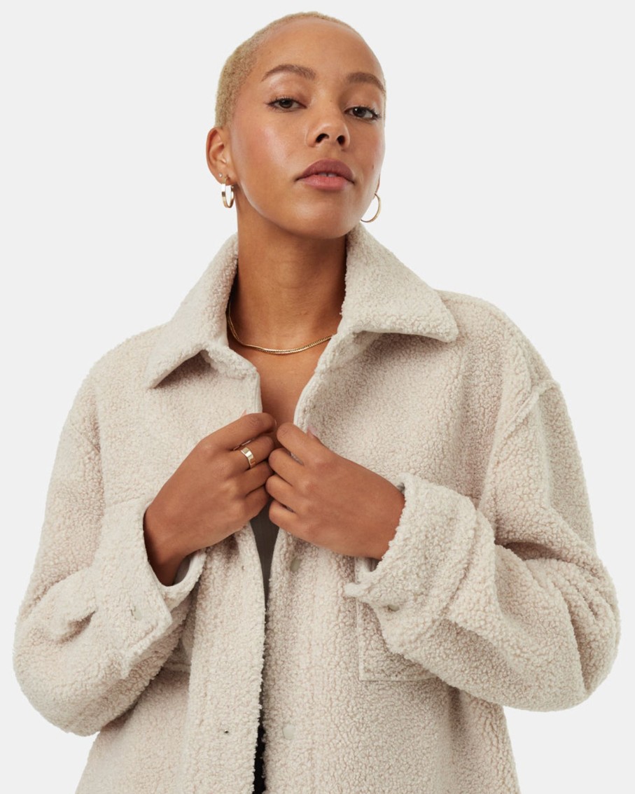 Women TenTree Jackets | W'S Recycled Boucle Fleece Jacket- Pale Oak