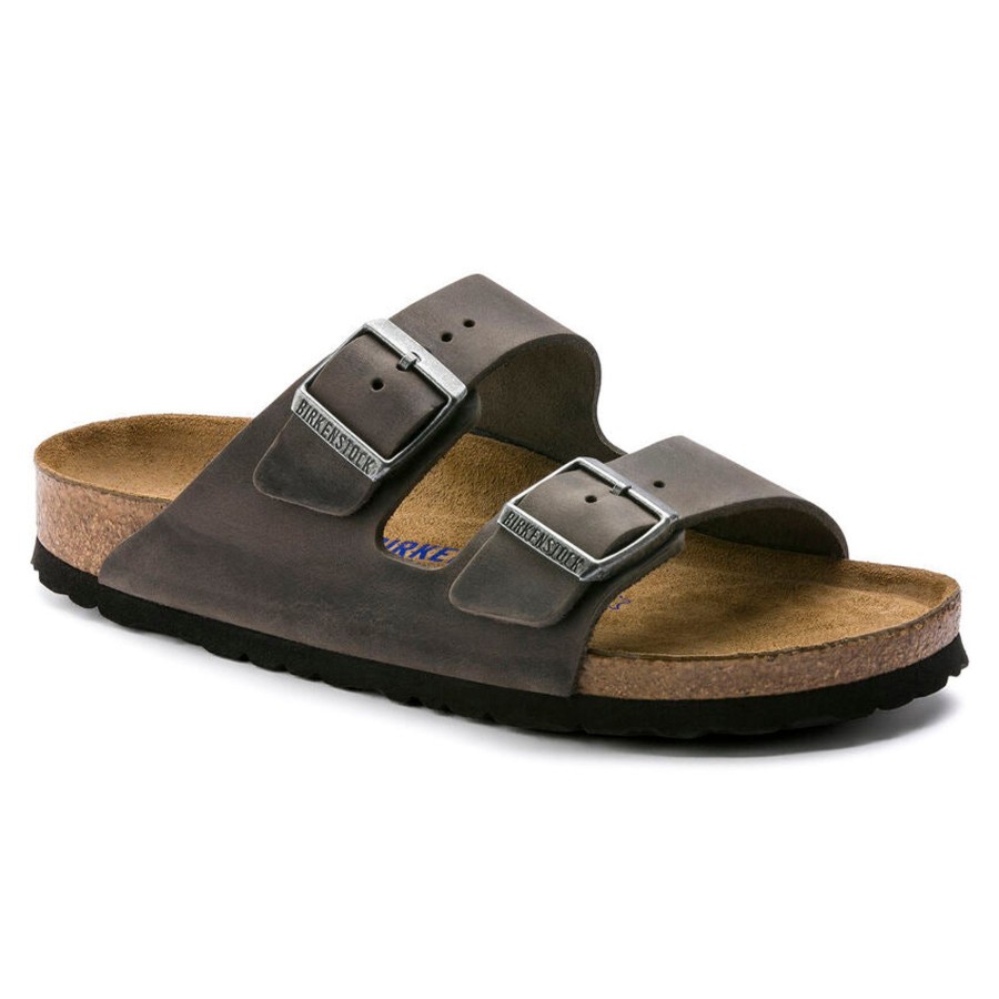 Men Birkenstock Sandals | Arizona Oiled Leather Soft Footbed-Iron