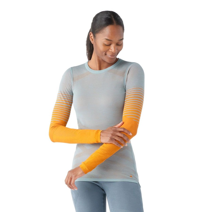 Women Smartwool Shirts | W'S Intraknit Merino 200 Pattern Crew-Lead Marmalade