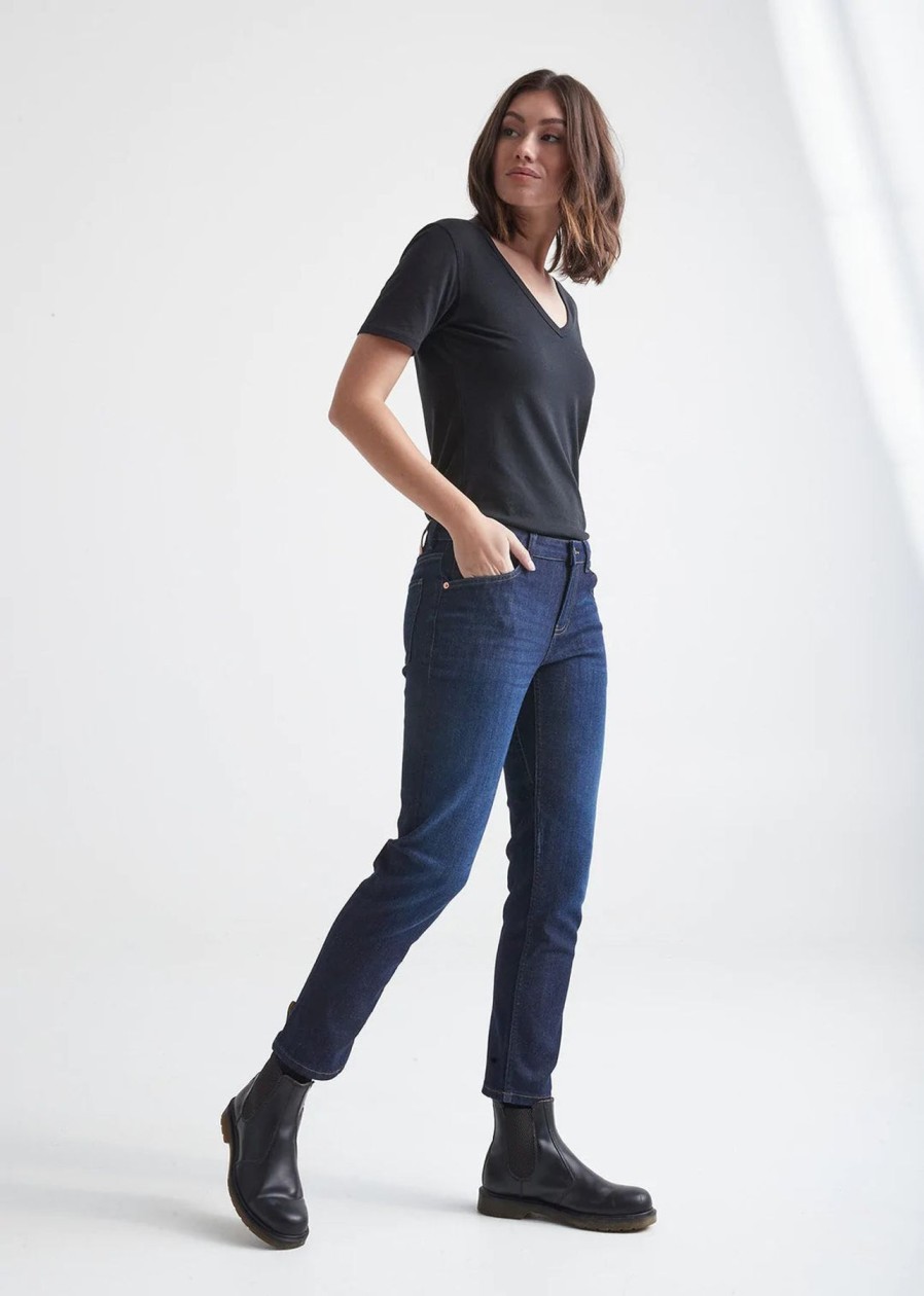 Women DU/ER Pants | W'S Performance Denim Girlfriend-Dark Stone