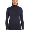 Women Icebreaker Sweaters | W'S 260 Tech Long Sleeve Half Zip Top-Midnight Navy