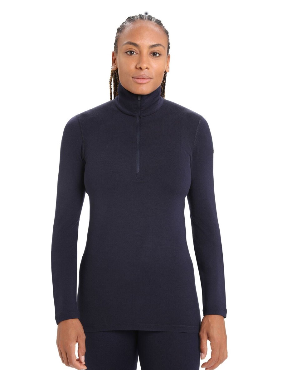 Women Icebreaker Sweaters | W'S 260 Tech Long Sleeve Half Zip Top-Midnight Navy