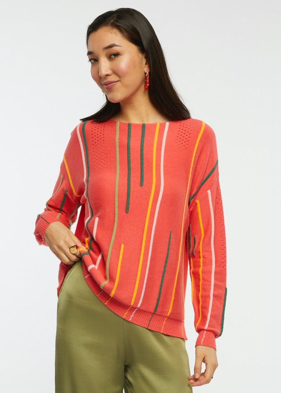 Women Zaket & Plover Sweaters | W'S Ottoman Detail Sweater-Coral