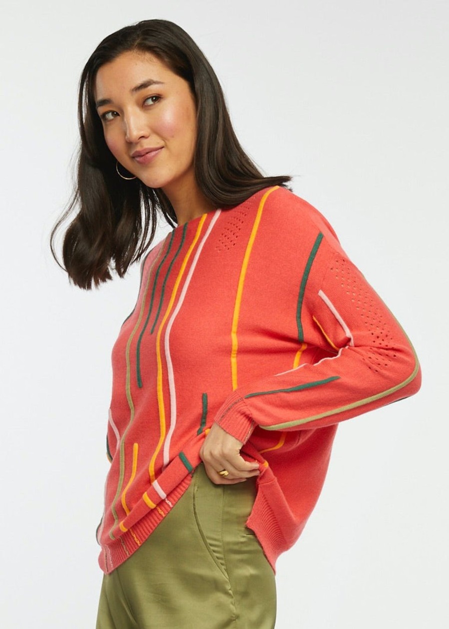 Women Zaket & Plover Sweaters | W'S Ottoman Detail Sweater-Coral