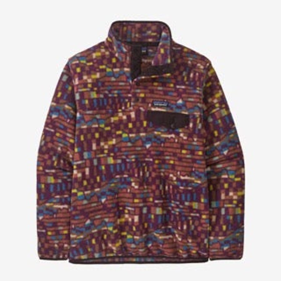 Women Patagonia Sweaters | W'S Lightweight Synchilla® Snap-T® Fleece Pullover-Fitz Roy Patchwork Night Plum