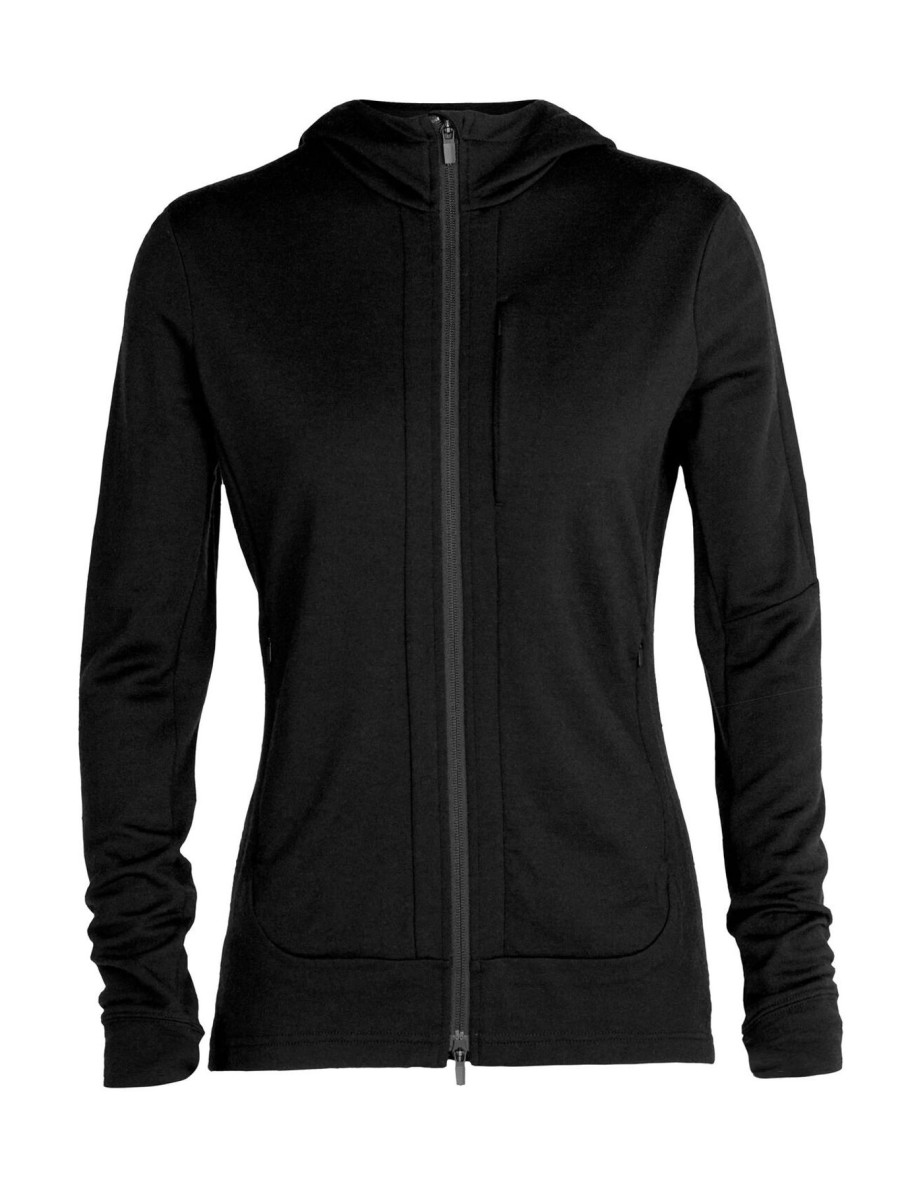 Women Icebreaker Sweaters | W'S Quantum Iii Ls Zip Hood- Black