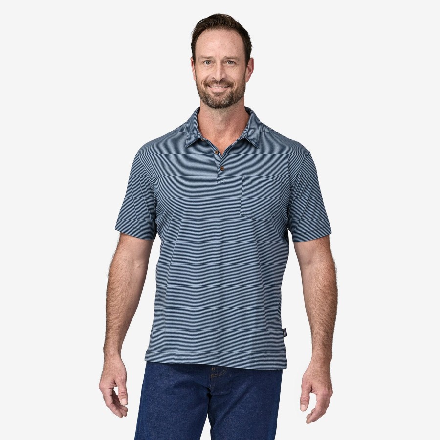 Men Patagonia Shirts | M'S Daily Polo-Fathom Stripe: New Navy